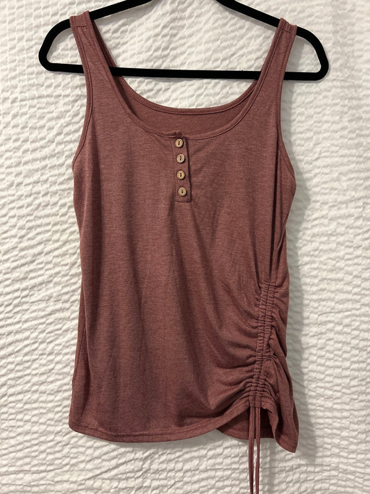 Rose Scoop-neck Cinched Tank with Button detail S