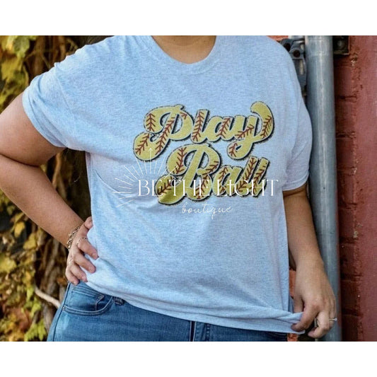 Softball Playball (T-Shirt): Jerzee Ash Grey / M