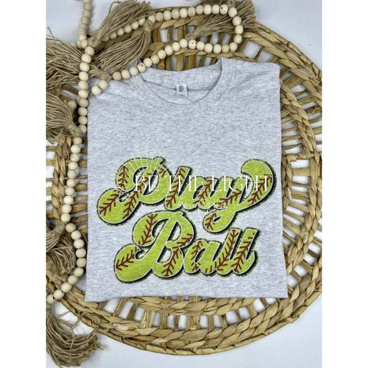 Softball Playball (T-Shirt): Jerzee Ash Grey / M