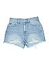KanCan Light Wash Distressed Hem Denim Shorts