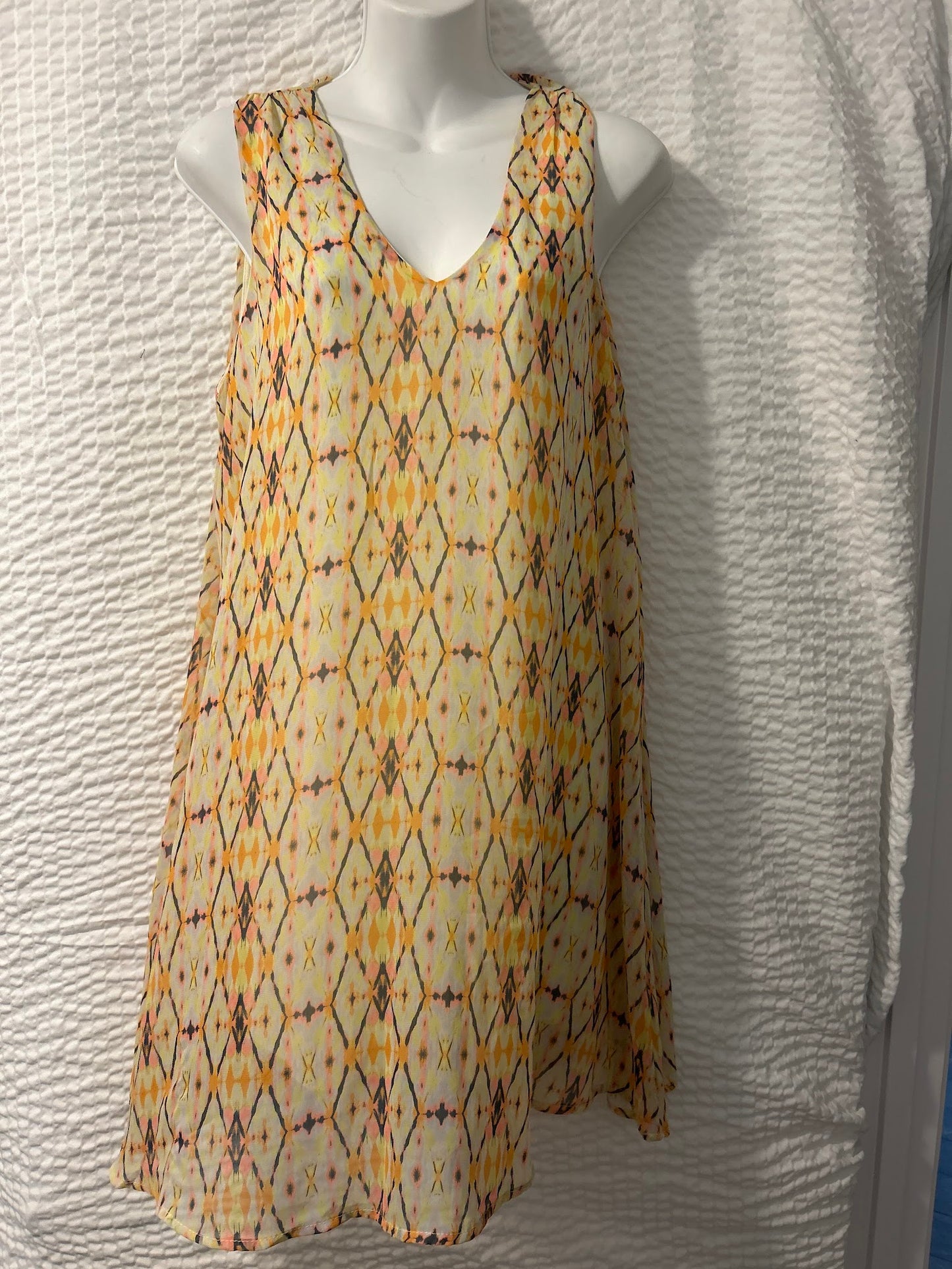 Yellow Print Tank Dress M